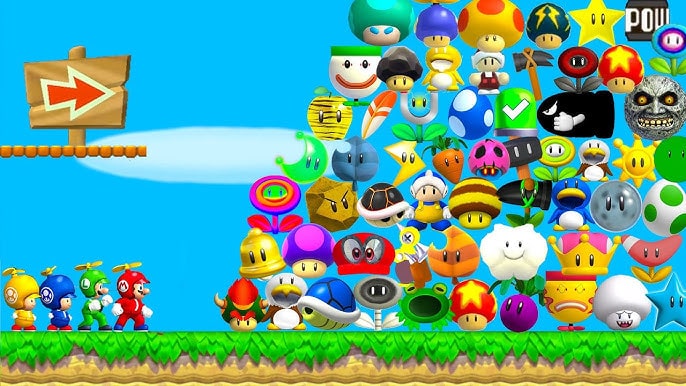 Mario collecting power-ups