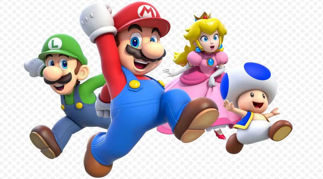 Mario with Princess Peach and Toad 